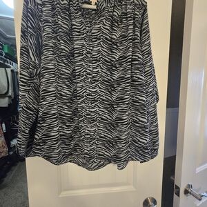 Rebecca Taylor Black and White Zebra Print Blouse